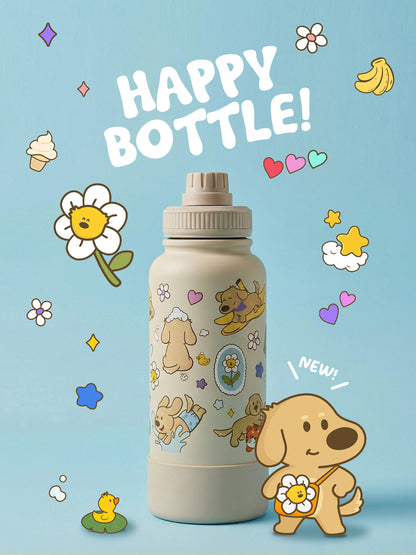 Happy Bottle 1 Litre, For Hot and Cold Drinks, MagSafe Compatible Phone Holder, Tripod Adjustable Angles