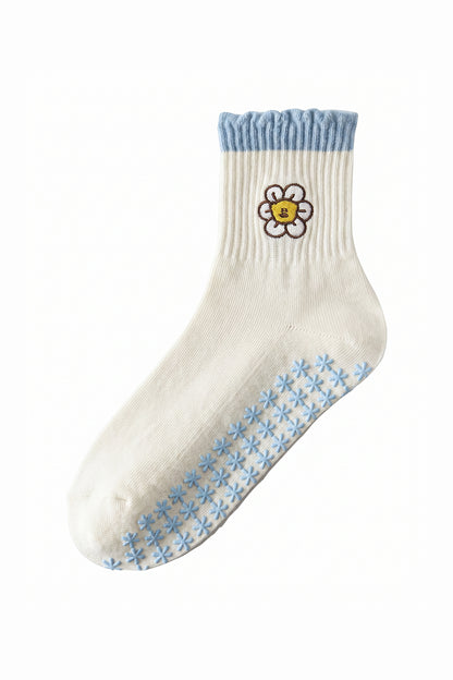 Crew Grip Socks, Sunny Embroidered Blue