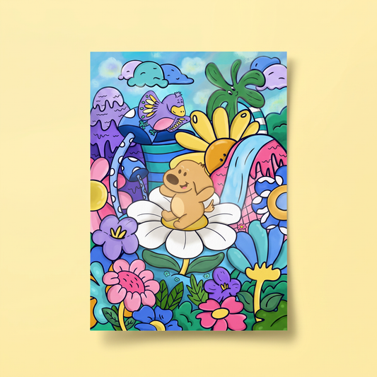 Flower World, A6 Postcard